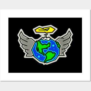 Planet Earth Angel with a Halo and Wings - Angelic Gaia - Earth Angel Posters and Art